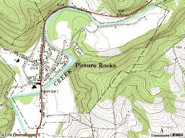 Zip code 17762 topographic map