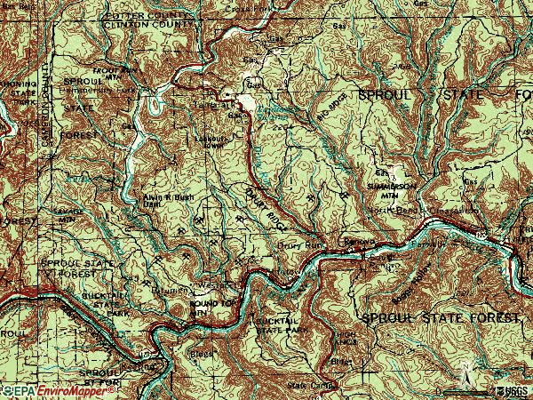 Zip code 17764 topographic map