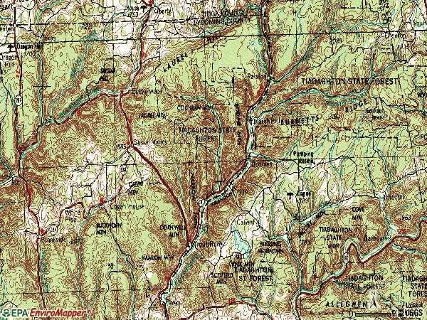 Zip code 17771 topographic map