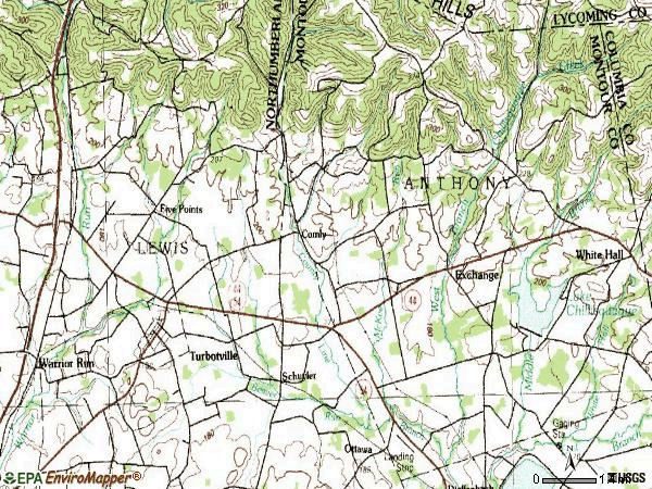 Zip code 17772 topographic map