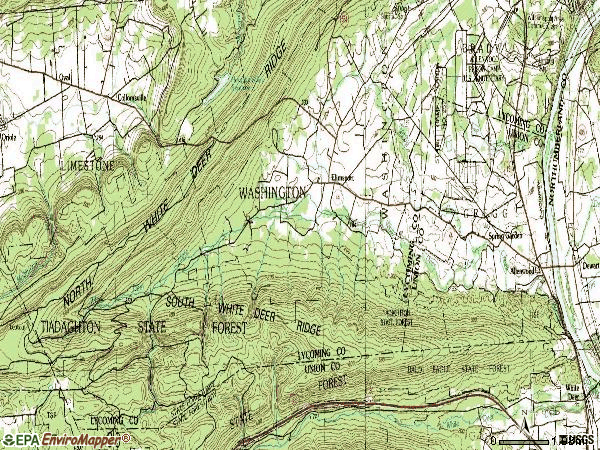 Zip code 17810 topographic map