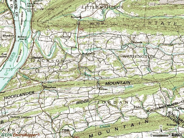 Zip code 17830 topographic map