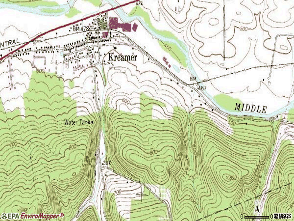 Zip code 17833 topographic map