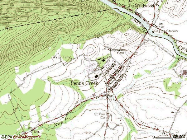 Zip code 17862 topographic map