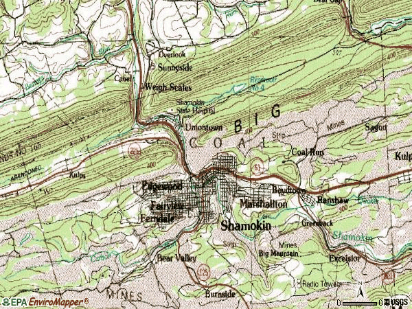 Zip code 17866 topographic map
