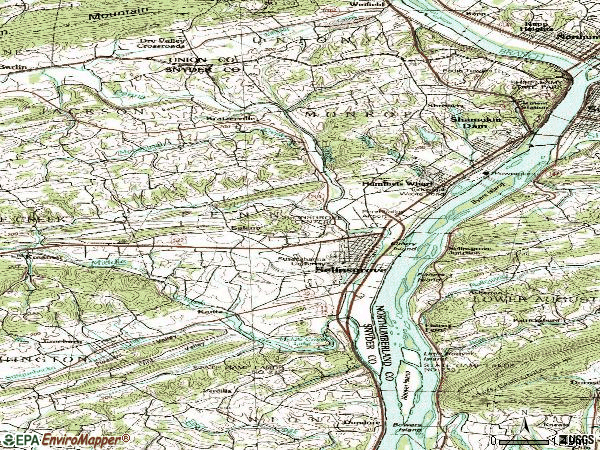 Zip code 17870 topographic map