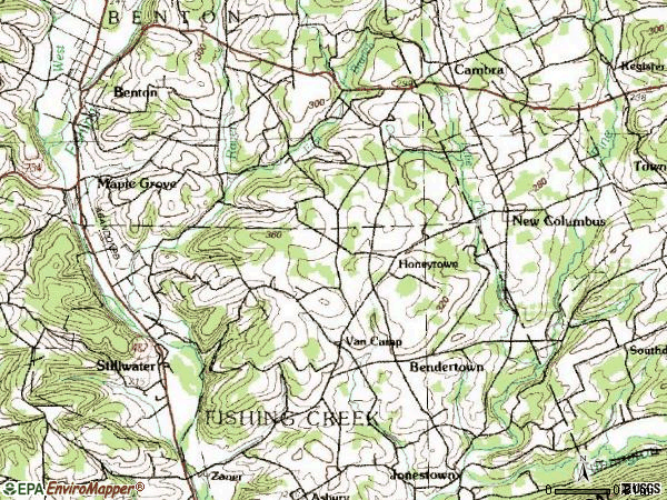 Zip code 17878 topographic map