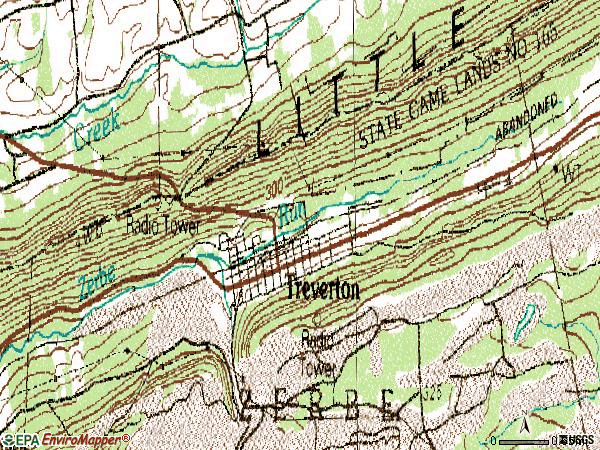 Zip code 17881 topographic map