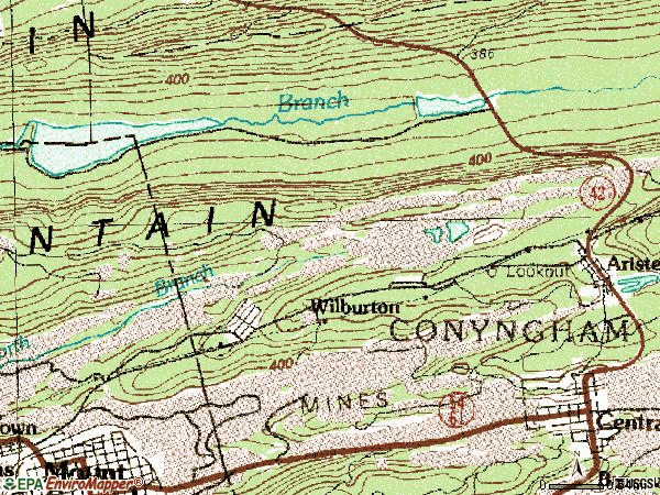 Zip code 17888 topographic map