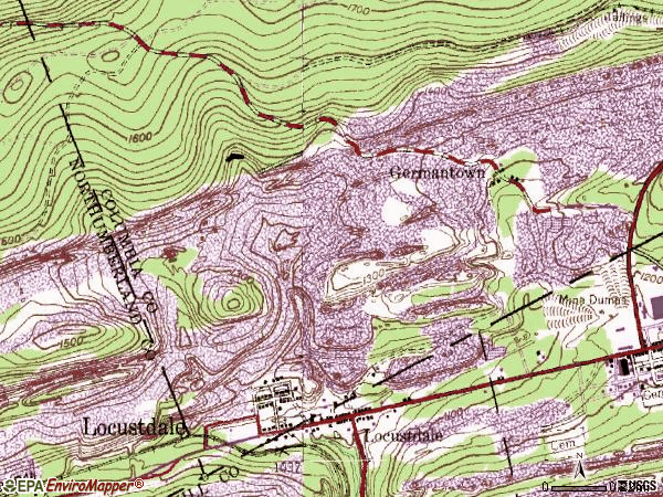 Zip code 17945 topographic map
