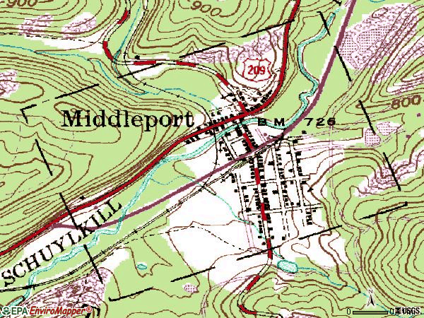 Zip code 17953 topographic map