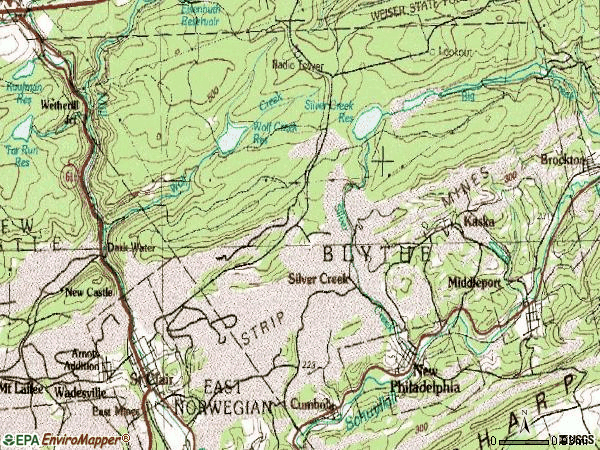Zip code 17959 topographic map