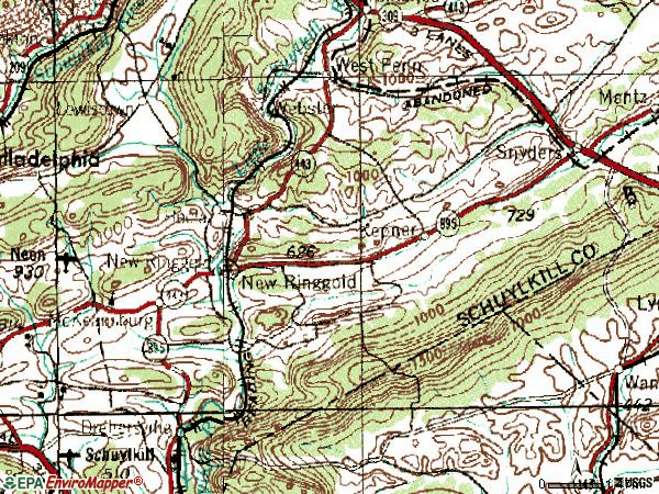 Zip code 17960 topographic map