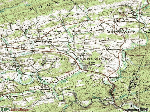 Zip code 17961 topographic map