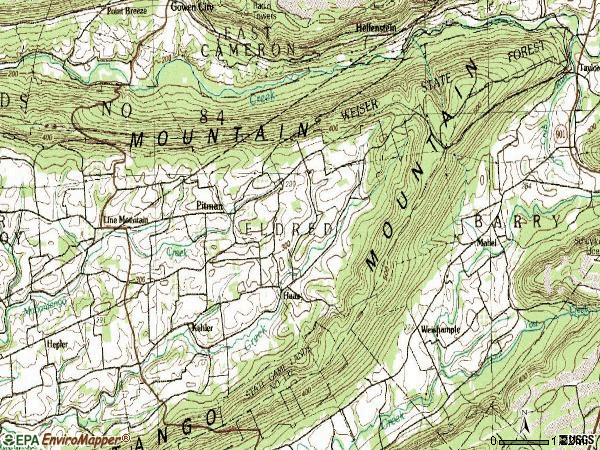 Zip code 17964 topographic map