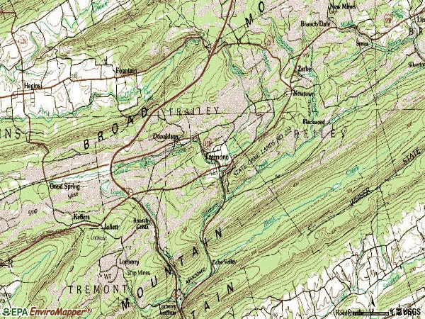 Zip code 17981 topographic map