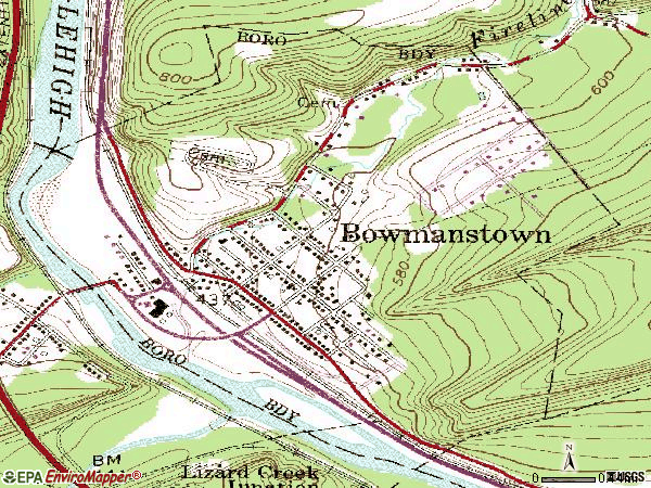 Zip code 18030 topographic map