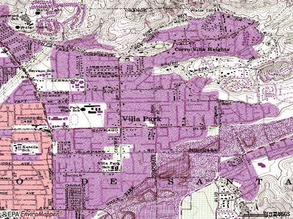 Zip code 92861 topographic map