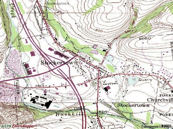 Zip code 18083 topographic map
