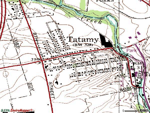 Zip code 18085 topographic map