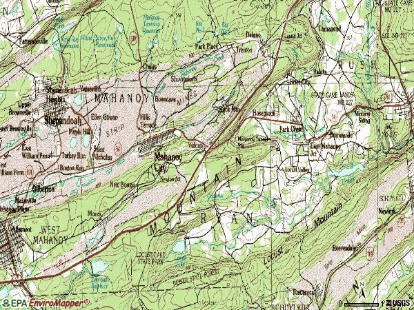 Zip code 18214 topographic map