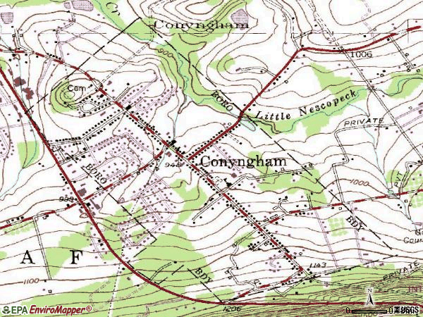Zip code 18219 topographic map