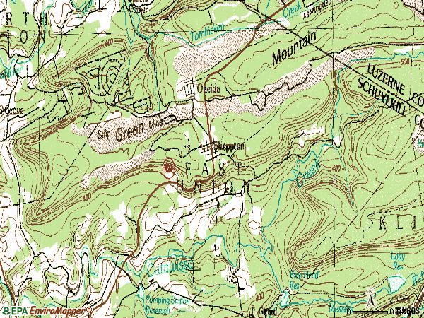 Zip code 18248 topographic map