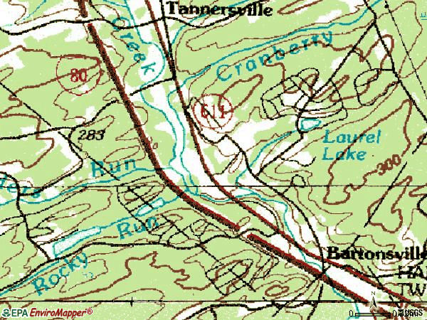 Zip code 18321 topographic map