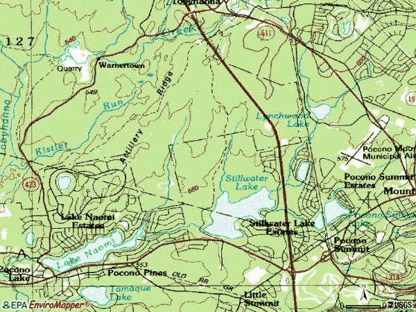 Zip code 18346 topographic map