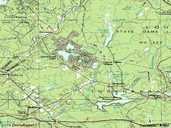 Zip code 18347 topographic map