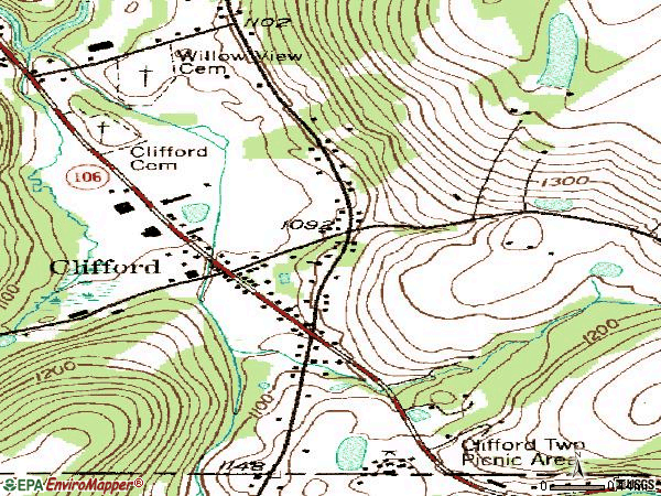 Zip code 18413 topographic map