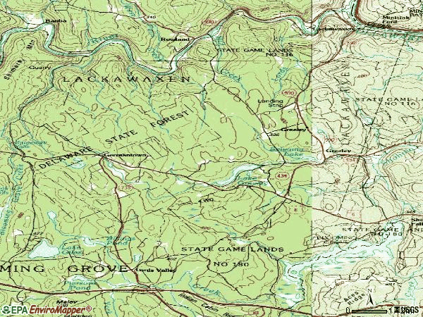 Zip code 18425 topographic map