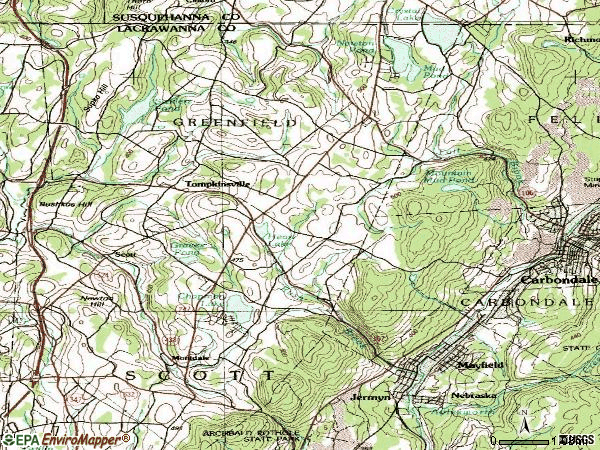 Zip code 18433 topographic map