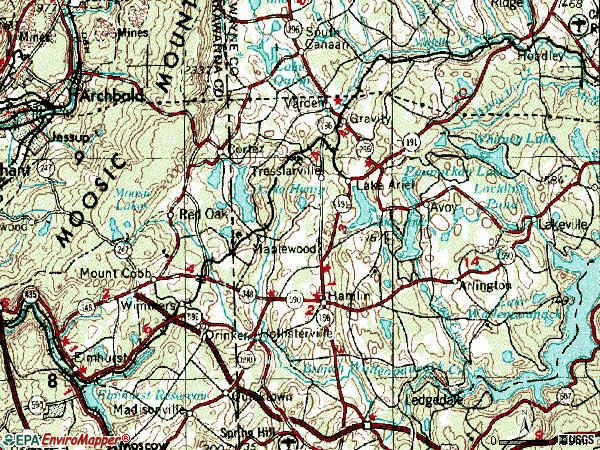 Zip code 18436 topographic map