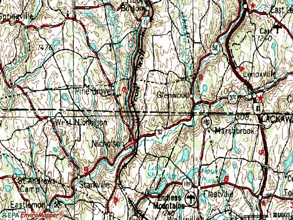 Zip code 18446 topographic map