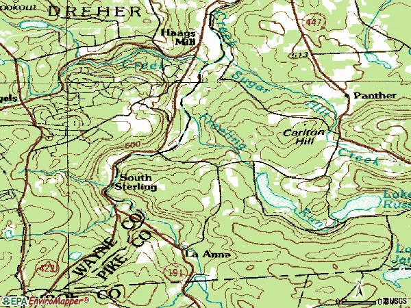 Zip code 18460 topographic map