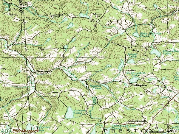 Zip code 18462 topographic map