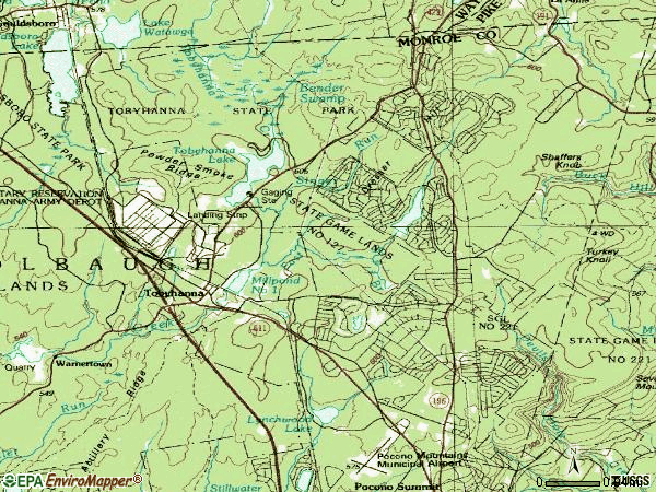 Zip code 18466 topographic map