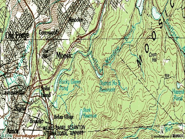Zip code 18507 topographic map