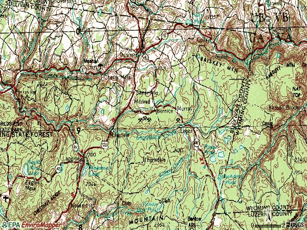 Zip code 18614 topographic map