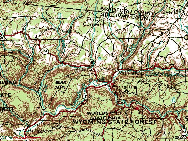 Zip code 18616 topographic map