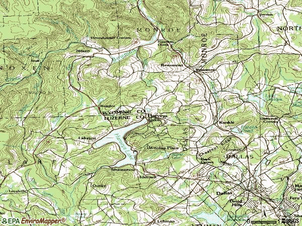 Zip code 18618 topographic map