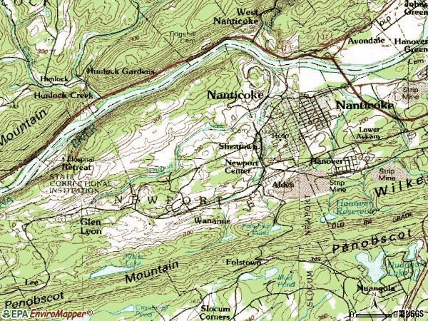 Zip code 18634 topographic map