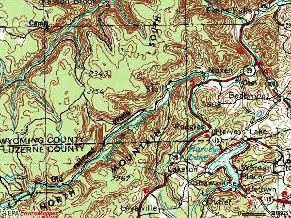 Zip code 18636 topographic map