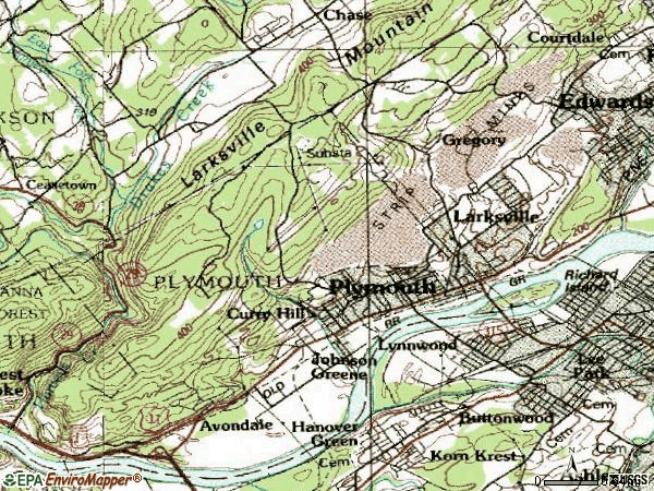 Zip code 18651 topographic map