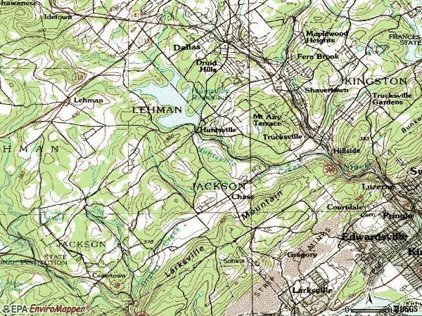 Zip code 18708 topographic map