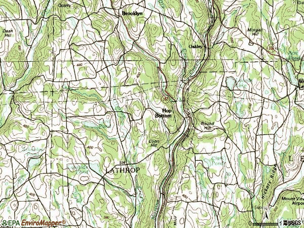 Zip code 18824 topographic map
