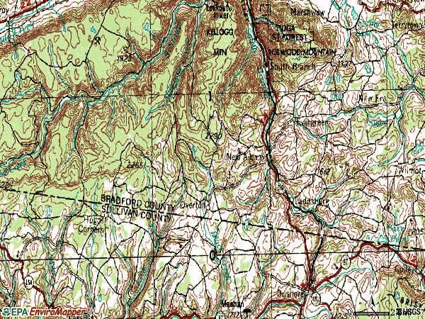 Zip code 18833 topographic map