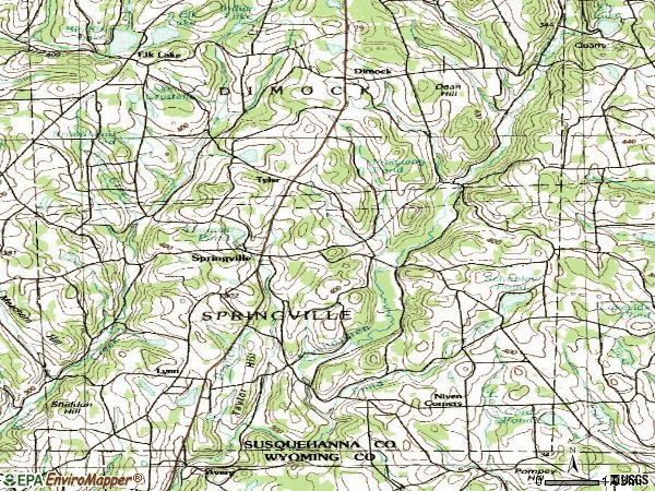 Zip code 18844 topographic map