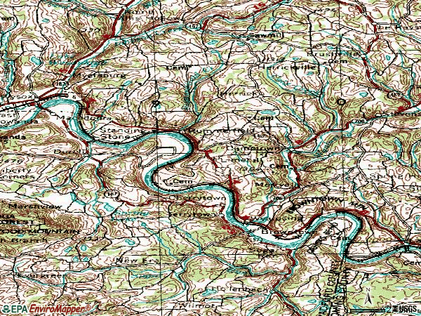 Zip code 18853 topographic map